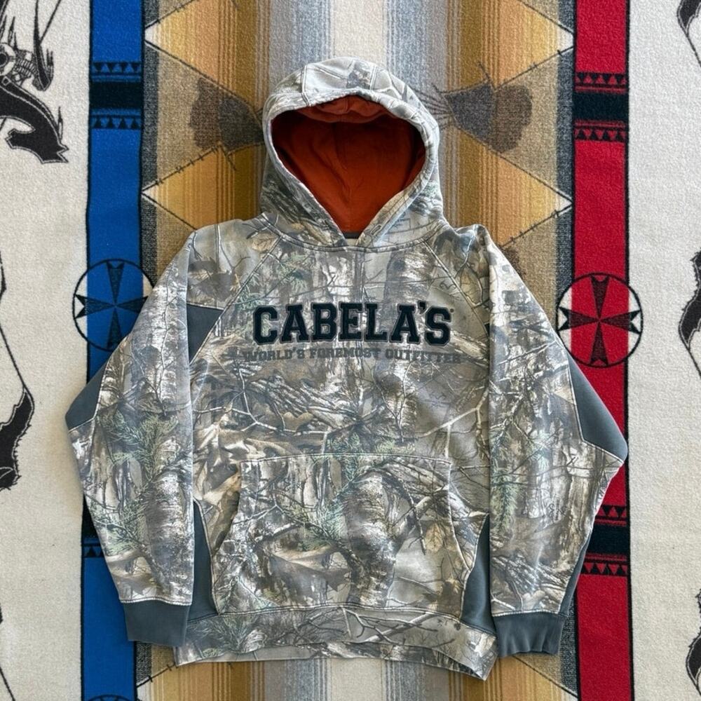 Vintage Cabela’s Realtree Camo Camouflage Hoodie Sweatshirt Size Medium